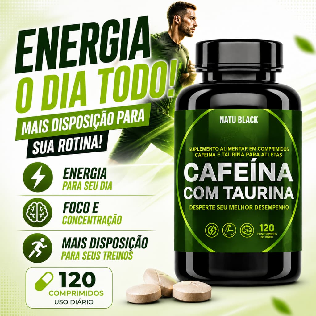 TERMOGÊNICO CAFEÍNA POTENTE Pré Treino com Taurina 120 Comprimidos -  (  POTE PARA 02 MESES )