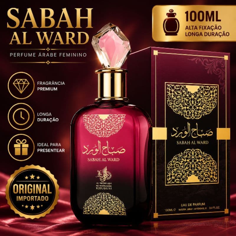 Perfume Árabe Feminino Sabah Al Ward Original Importado Alta Fixação Longa Duração Luxo Premium