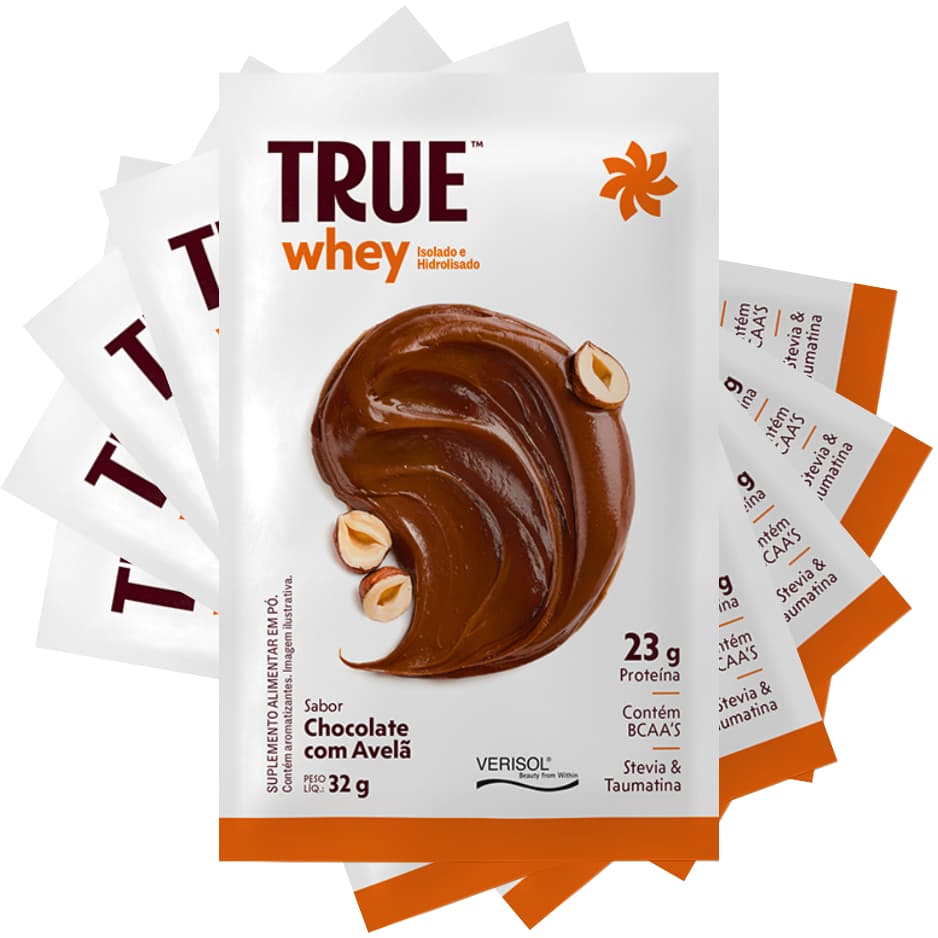 KIT COM 5 TRUE SOURCE WHEY PROTEIN SACHE CHOCOLATE AVELA
