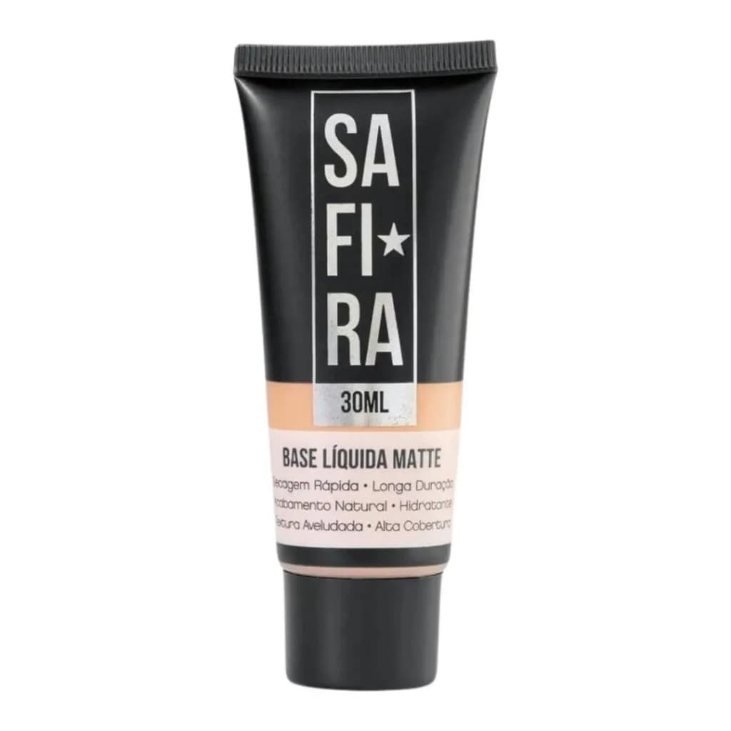 Base Liquida Matte Safira Nº 05 e Nº 06 Secagem Rápida Alta Cobertura Textura Aveludade Acabamento Natural 35ml