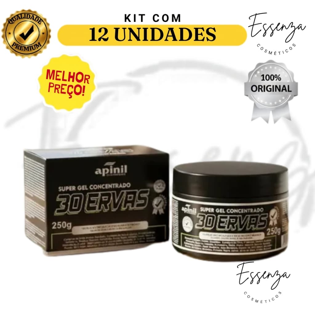12 UND SUPER GEL 30 ERVAS 250g - APINIL -  Massageador Corporal - ALÍVIO MUSCULAR