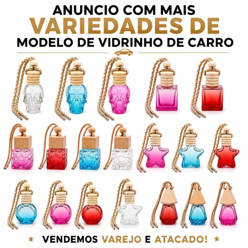 Kit 30un Vidro Aromatizador de Carro 10ml Com Tampa Colmeia