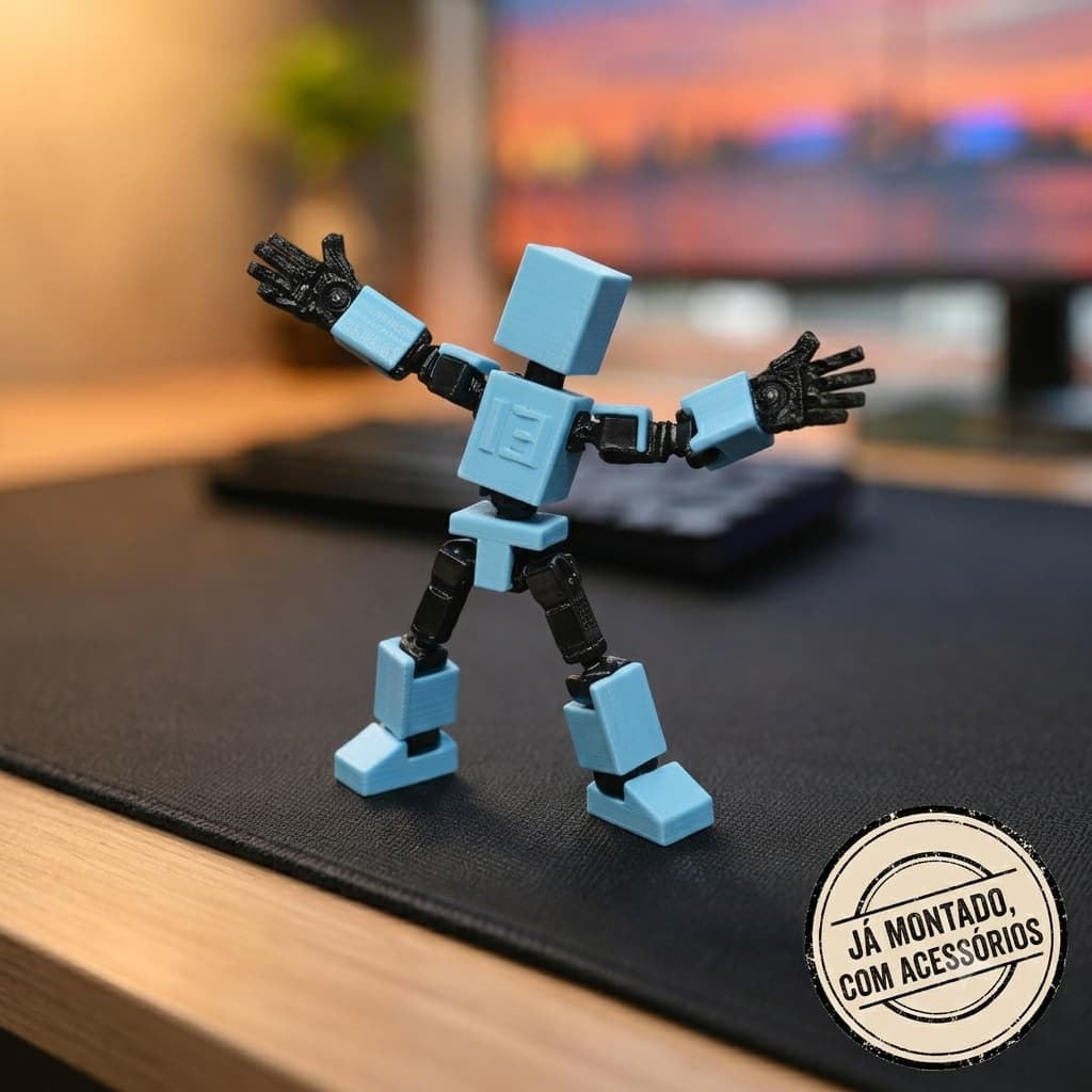 Mini Dummy 13 Articulado - Boneco Action Figure 3D Já Montado com Acessórios