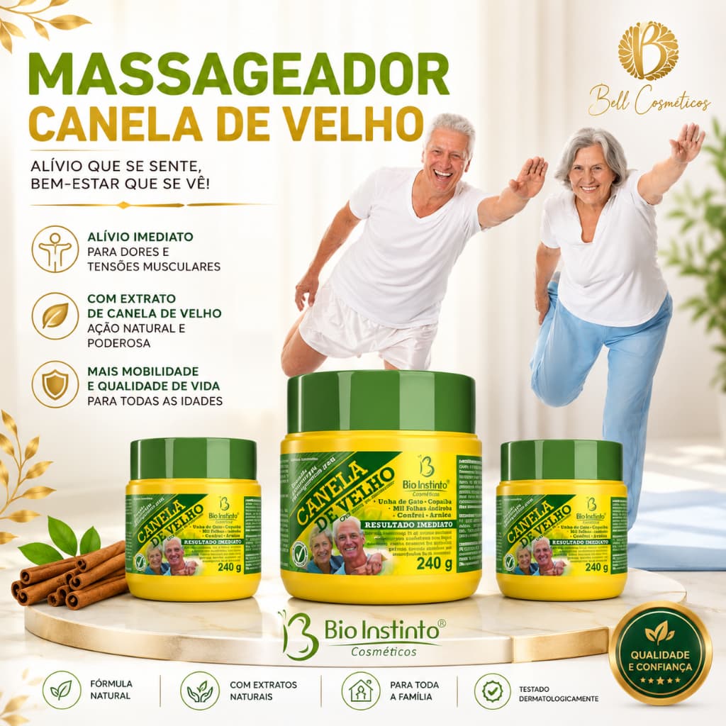 Kit 3 Unid Pomada Massageadora Canela de Velho 240g Bio Instinto