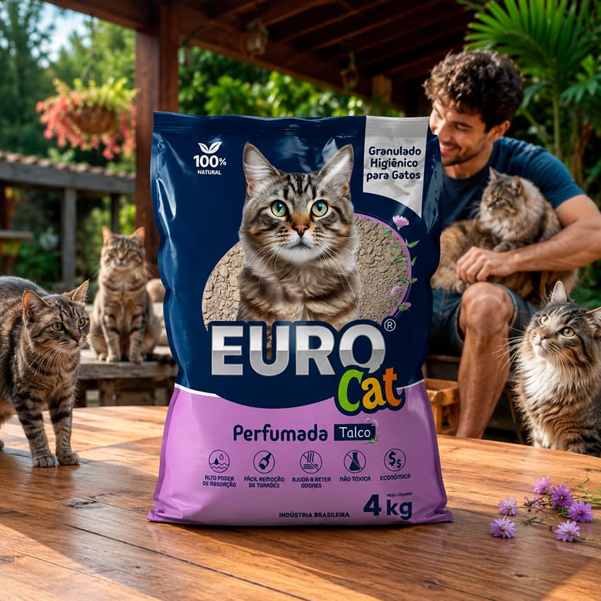 Areia Sanitária Higiênica Gato Eurocat Absorção Premium Perfumada