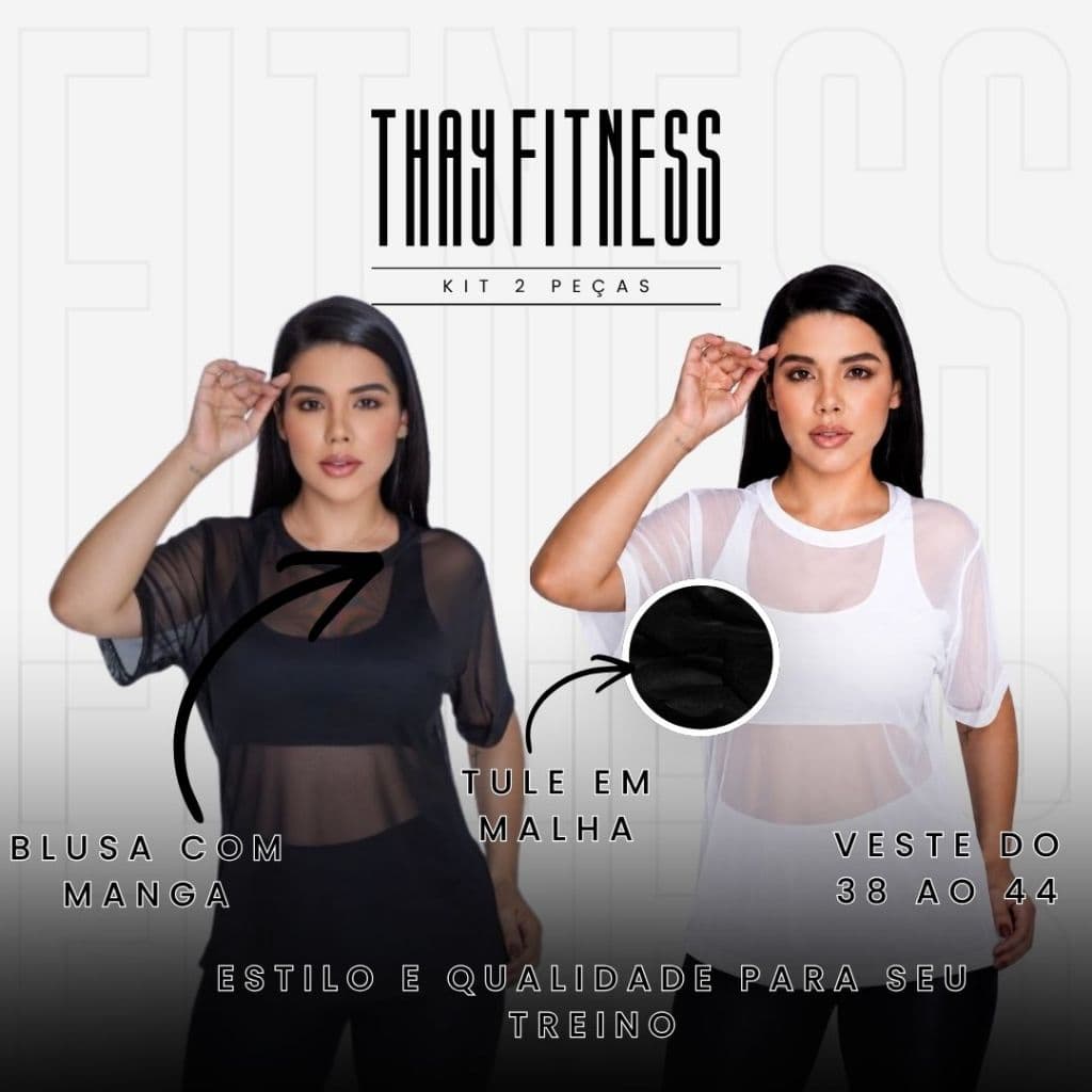 Blusa de Tule Premium  - Kit com 2 Cores variadas -Transparente Academia Treino Musculação Dry Fit Sobreposição