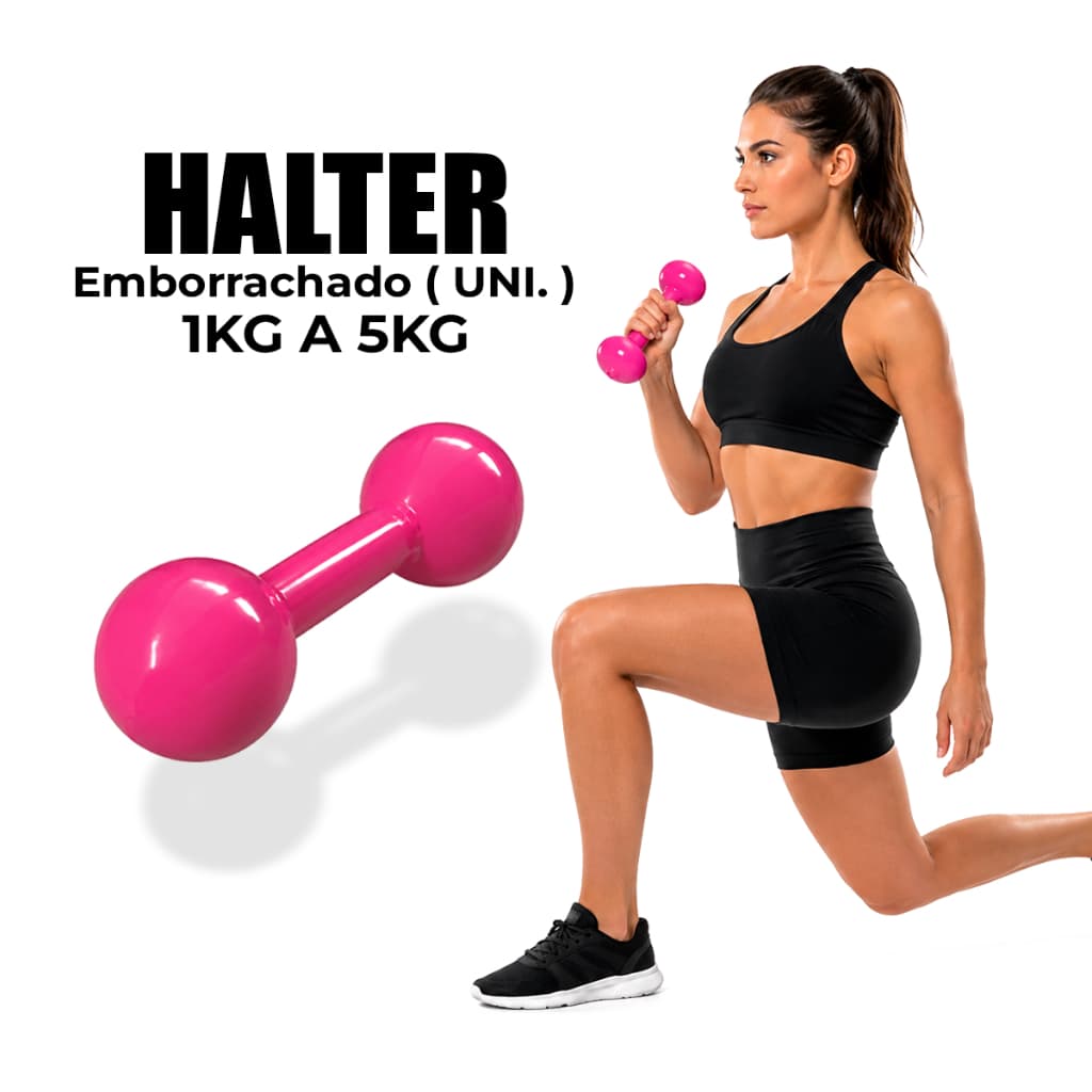 Halter Emborrachado Supino1 Kg a 5 Kg Fortalecimento Academia Musculação Pesos Exercicios