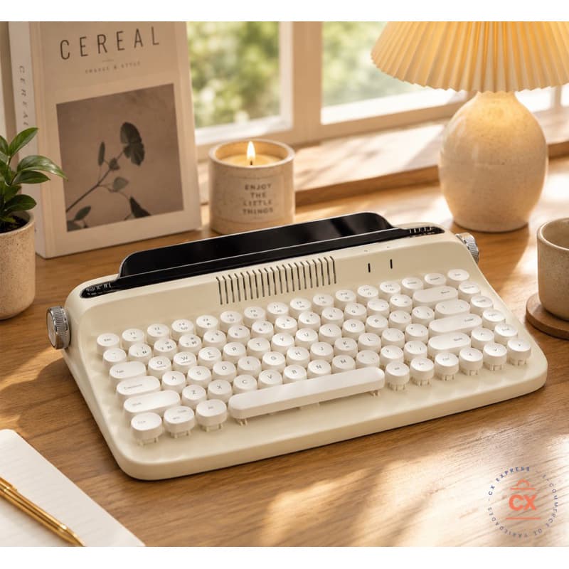 Teclado Bege Marfim Bluetooth Retrô Actto iPhone Android Tablet