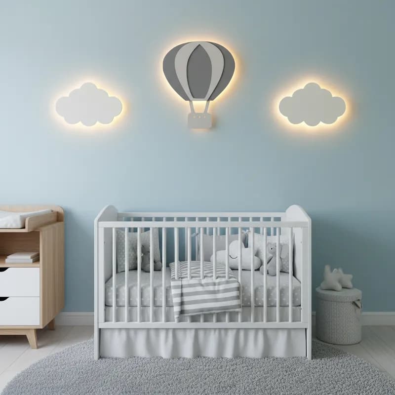 Luminária Balão Com Luz De Led Mais Nuvem Com Luz De Led Decoração Quarto De Bebe Kit Com 3 pcs