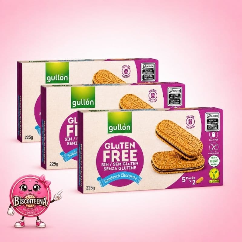 kit 03 Biscoito Espanhol Recheado De Chocolate Sem Gluten Gullon 225g - importado Espanha