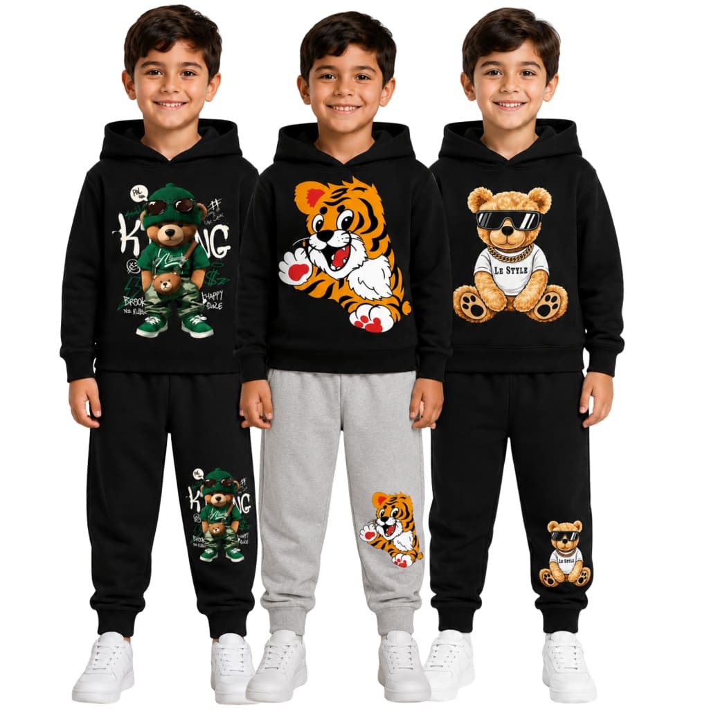 Conjunto de Moletom Infantil Feminino Masculino c/Capuz Agasalho de Menina e Menino 2 ao 12