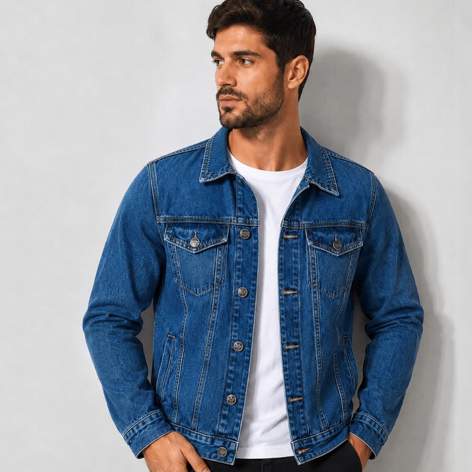 Jaqueta Jeans Masculino Marmorizado Stonado Ajustado 0626