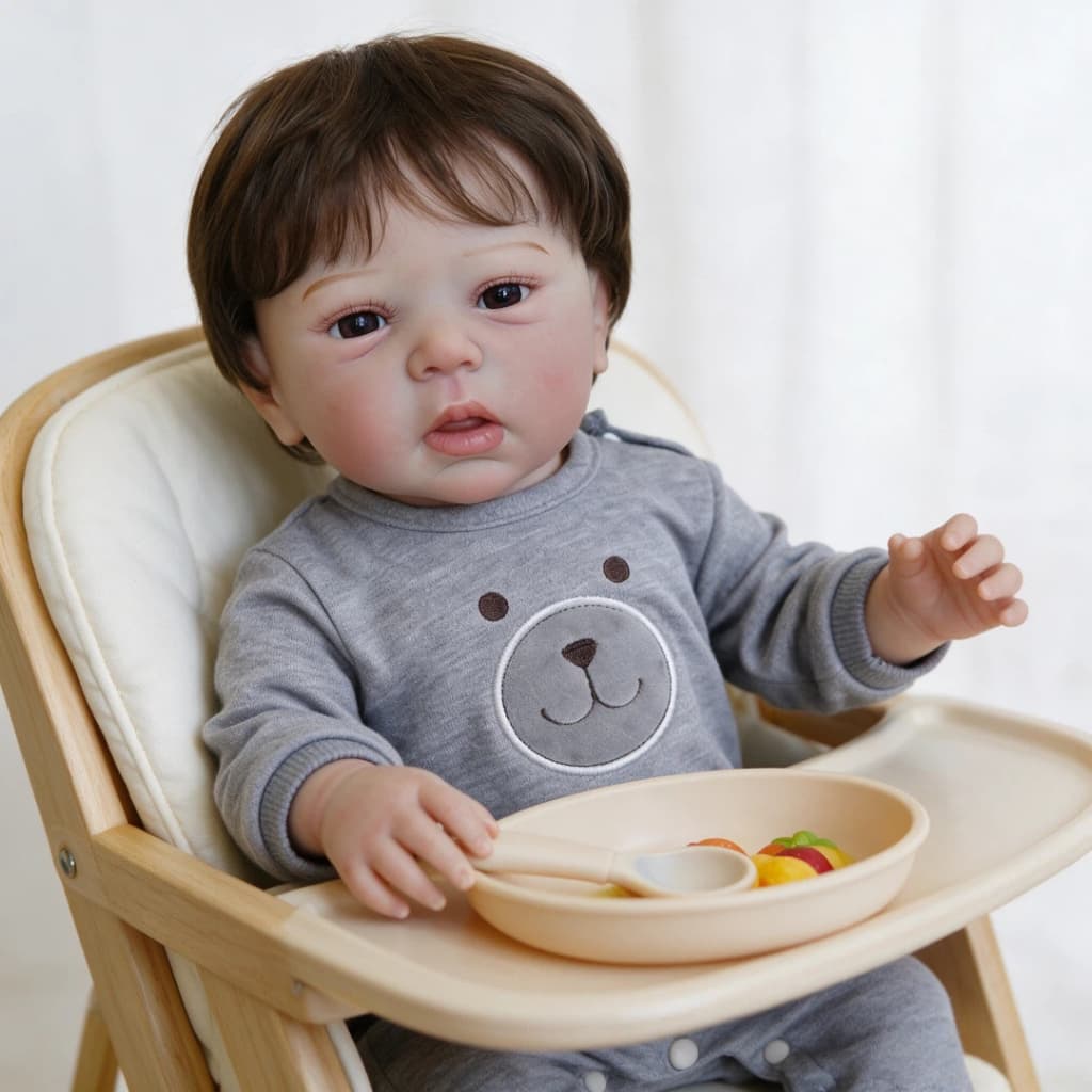 Bebê Reborn Silicone Pintado Realista 48cm Menino Ohlo Castanho Articulada Pronta Entrega