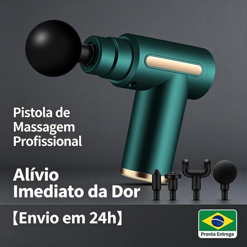 Pistola Massageadora Profissional Massageador Elétrico Relaxamento Alívio De Dor Muscular 4 Cabeças Recarregável USB