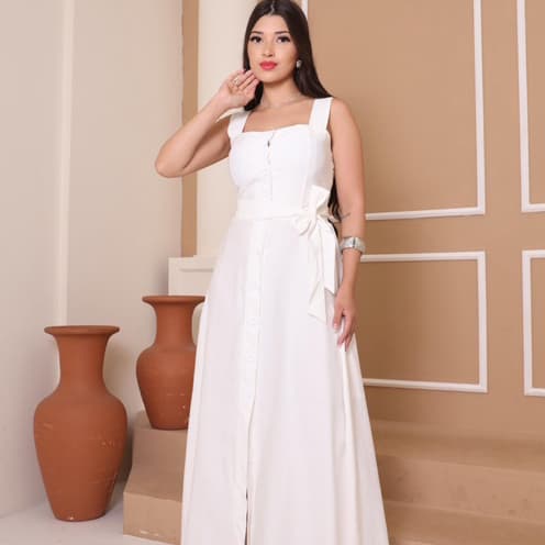 vestido feminino Longo feminino Regata Com Botões sites Sensorial Marrant