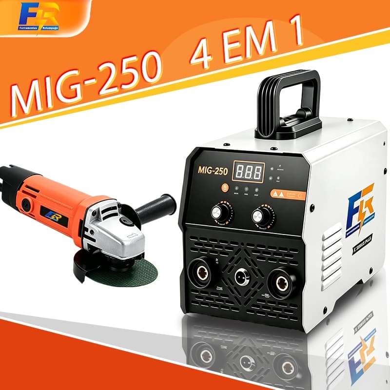 Esmerilhadeira Lixadeira Angular + Máquina De Solda Mig Sem Gás 4 EM 1 Máquina de Solda Inversora de solda 220v MIG250