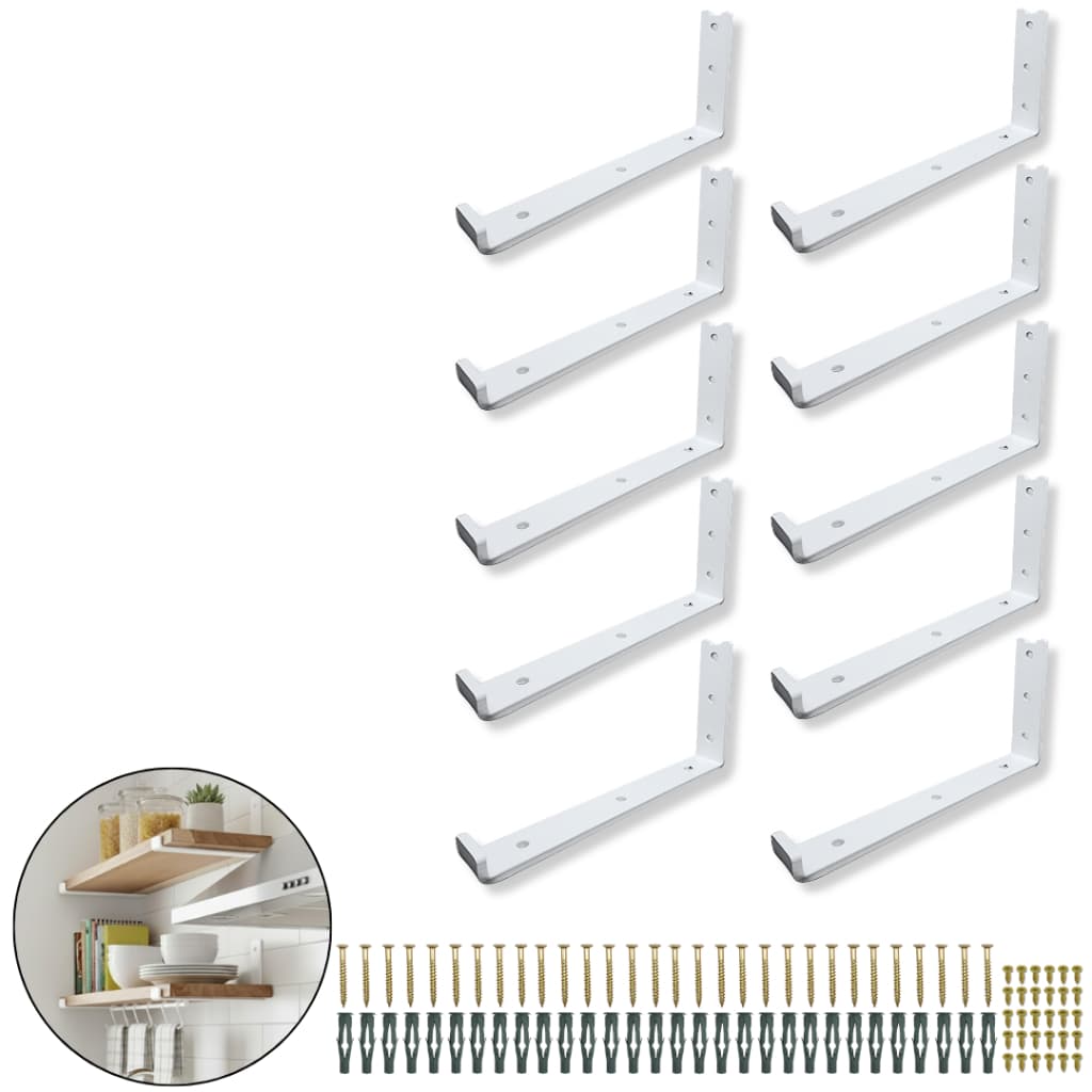 10 Suportes Para Prateleira Mão Francesa 20cm Fixação De Parede Aço Resistente Estilo Moderno