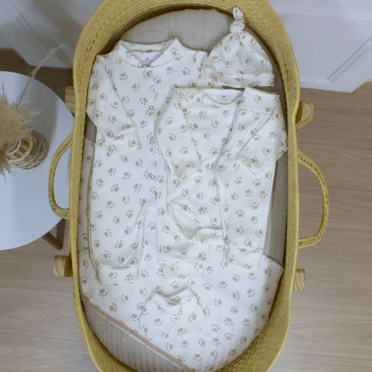 Saída Maternidade Menino Patinhas Baby 100% Algodão 6 Peças Luxo Enxoval | Kit Enxoval Bebê Unissex
