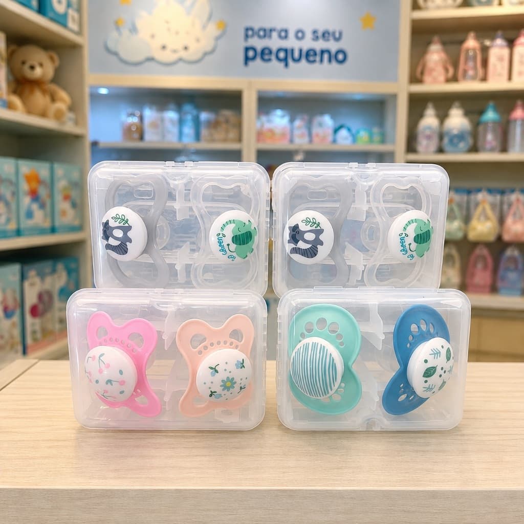 Kit com 2 Chupetas MAM Original Tamanho 2 para Bebê 6+ Meses Infantil Cores e Estampas Envio Imediato