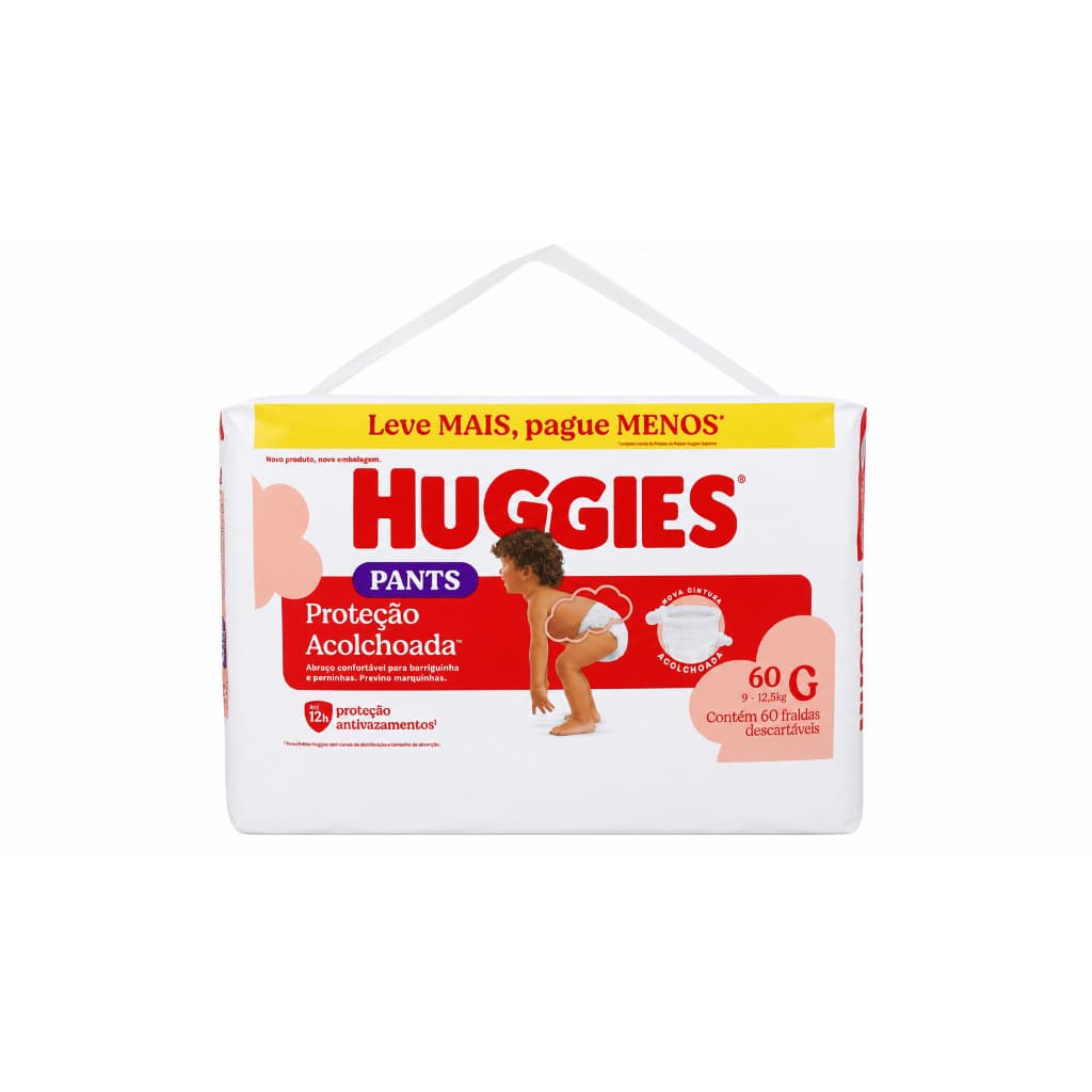 Huggies Pants Proteção Acolchoada G | 60 Fraldas Descartáveis Tipo Roupinha, Cintura Macia