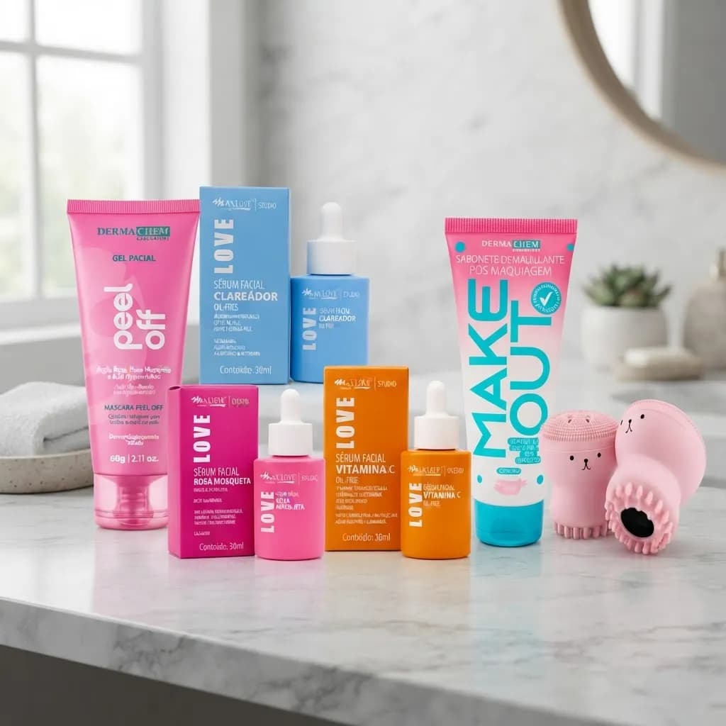 Kit Skin Care Tratamento Completo Dia e Noite Max Love Anti-Idade Clareador de Acne Melasma e Manchas