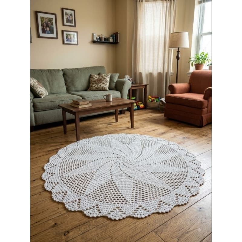 Tapete redondo de crochê para sala, personalizado, escolha a cor,1,30x1,30, feito com barbante, feito a mão.