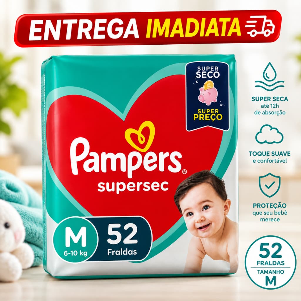 Fralda Pampers Supersec M 52 Uni
