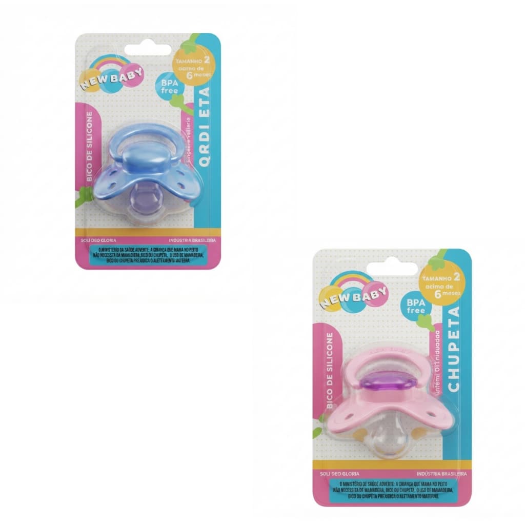 kit com 2 Chupeta Anatômica Bico de Silicone Ventilada Premium Bebê  Chupetas Menina Menino