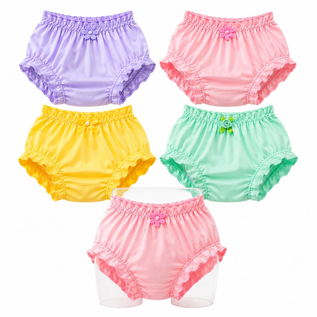 Kit 1 a 10 Calcinhas Infantis Frufru Lisa Tapa-Fralda Bunda Rica Bebê Menina Cores Sortidas
