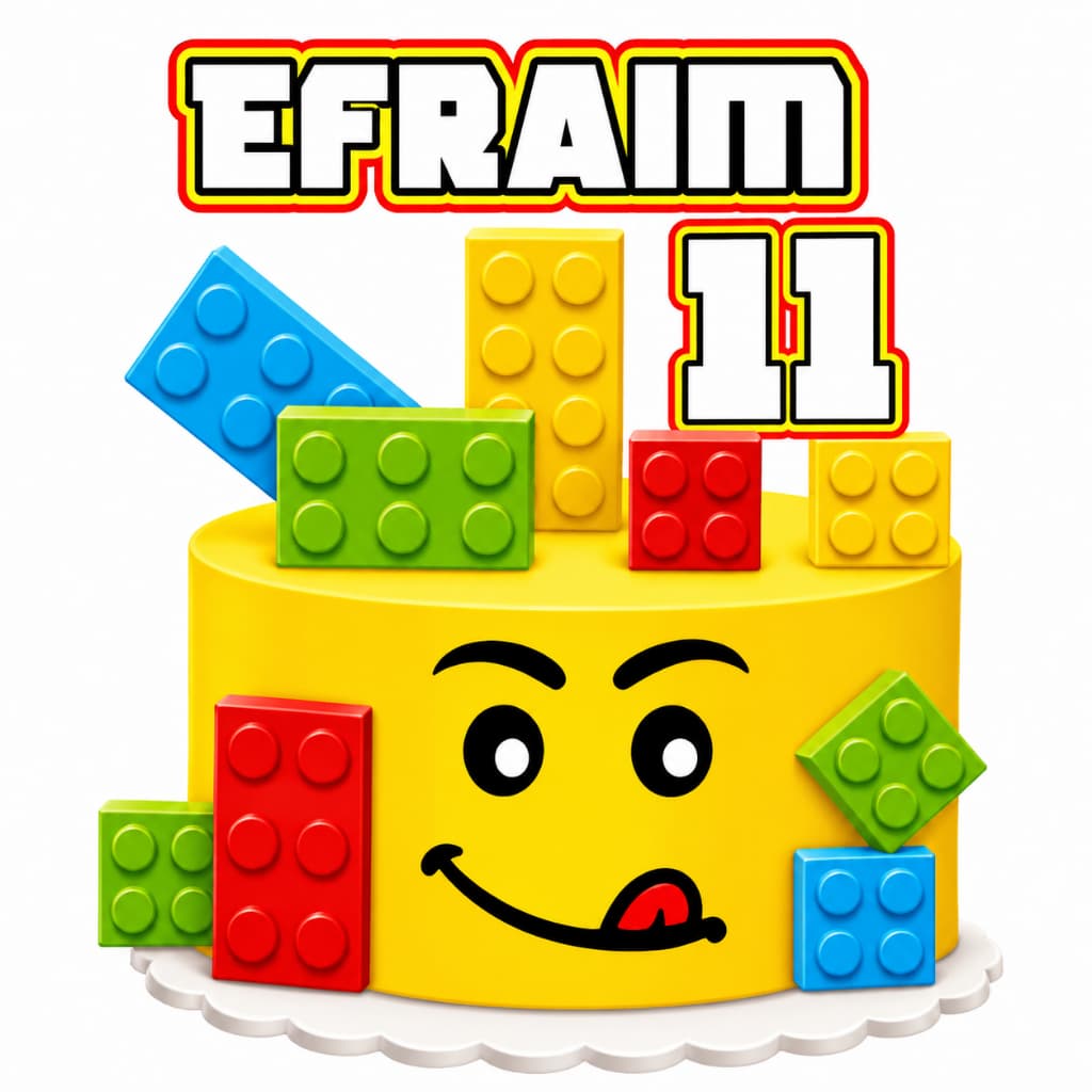 Topo de Bolo LEGO Personalizado Efeito 3D Premium | Aniversário Infantil Menino | Decoração Tema Blocos de Montar