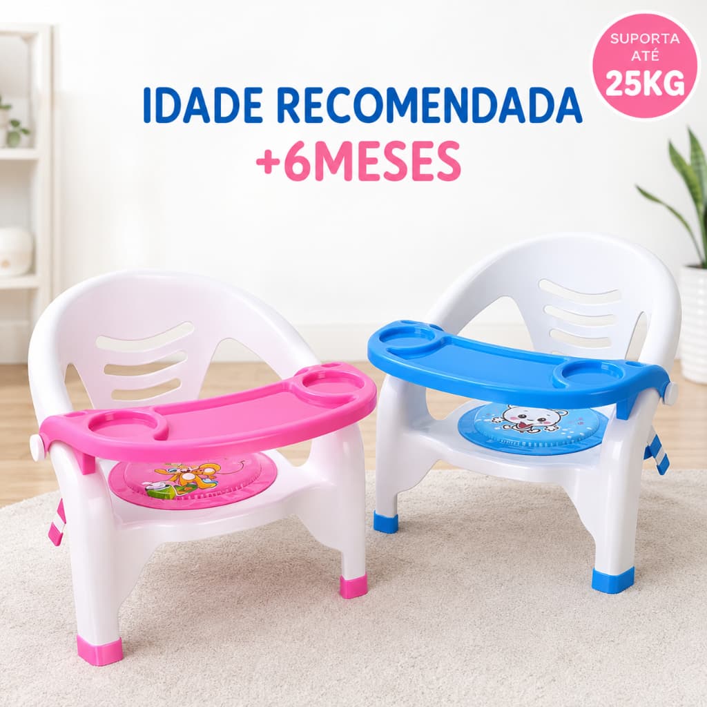 Cadeirinha Infantil De Alimentação Para Bebê Hora do Lanche com Assento Macio e Com Emissão De Som