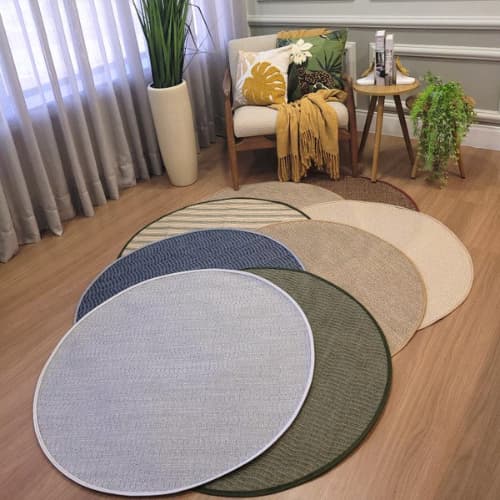 Tapete Sisal Redondo 100x100 Lançamento Antiderrapante Elegante para Sala Quarto Escritório e Decoração