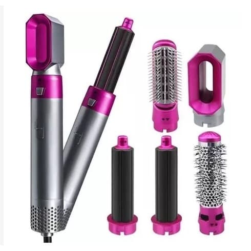 Escova Secadora Modeladora 5 em 1 Profissional Alisa Cachos Kit Completo Secador de Cabelo 110v 220v. CORES ALEATÓRIAS