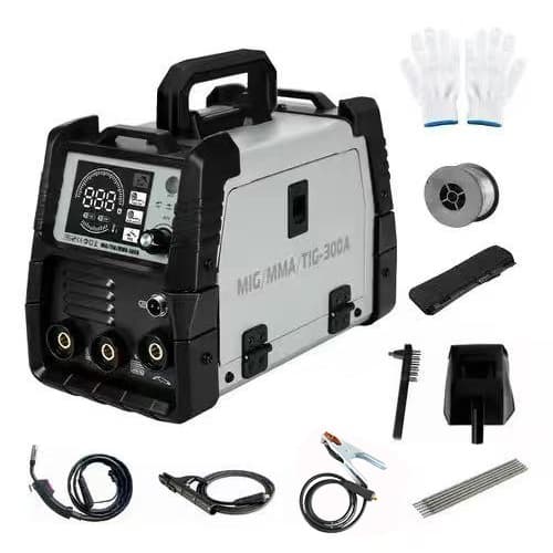 JMJN Máquina de Solda Inversora IGBT 300A Bivolt 110V/220V 3 em 1 MIG MMA TIG Sem Gás Display Digital Kit Completo
