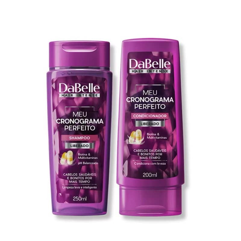 Kit Dabelle Hair Meu Cronograma Perfeito Shampoo Adstringente 250ml e Condicionador Hidratante Biotina 200ml