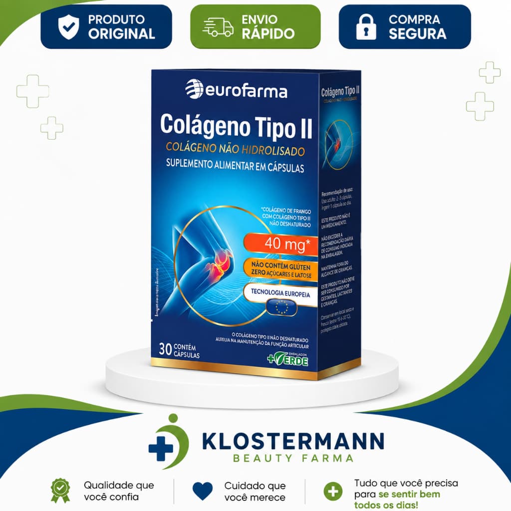 Suplemento Vitamina Colágeno Tipo 2 40mg 30 Cps - Eurofarma