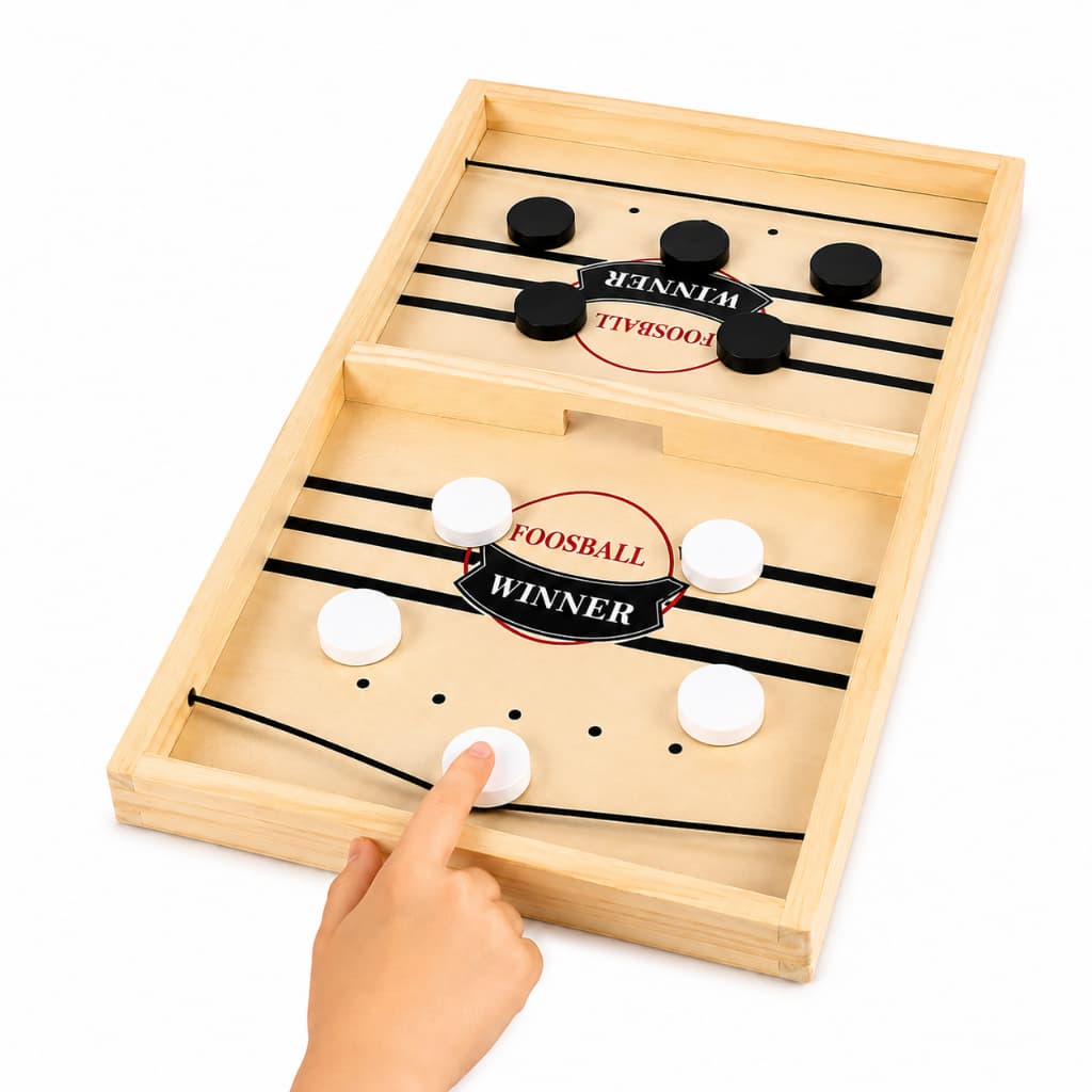 Jogo Tabuleiro Estilingue Fast Sling Puck  de Madeira com Elástico Jogo de Disco Infantil Família