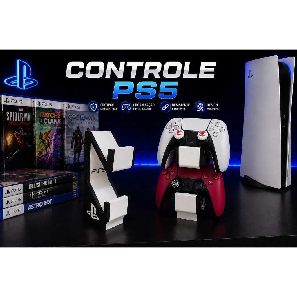 Suporte Duplo Controle PS5  Gamer Organizador DualSense Para 2 Controles Video Game -Suporte Controle