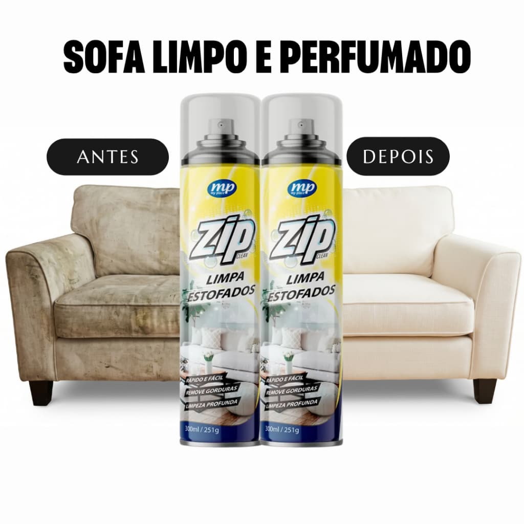 Kit 2 e 3 Limpa Estofados Espuma Magica Spray Zip 300ml MyPlace : Limpeza Profunda a Seco para Sofás, Carros e Tapetes