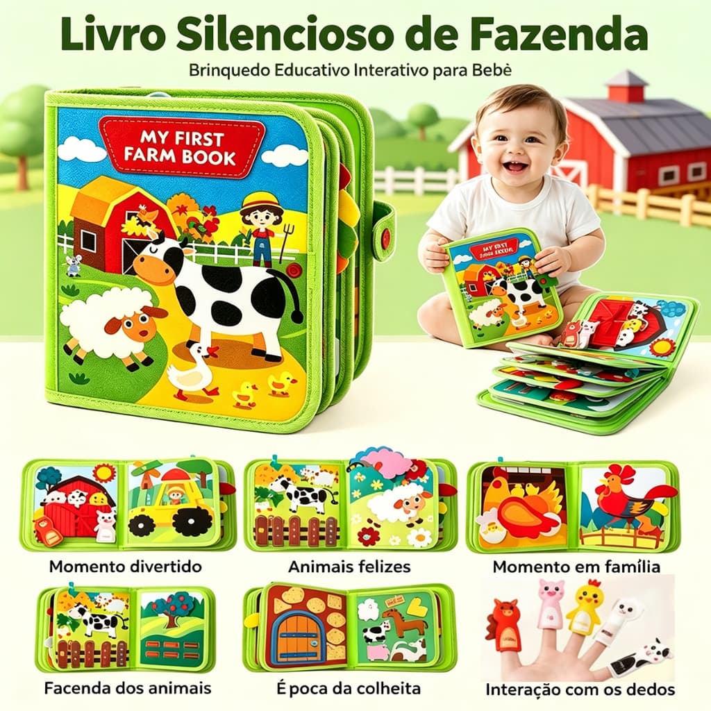 Brinquedos De Menino Livro Ocupado Montessori da Fazenda Brinquedo Sensorial Educativo para Bebês 0 a 6 meses 2 anos