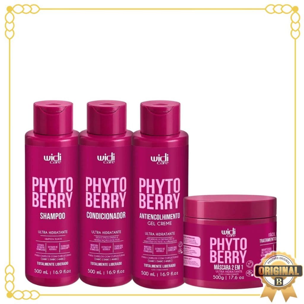Kit Shampoo Condicionador Gel Creme Máscara Ultra Hidratante PhytoBerry Widi Care
