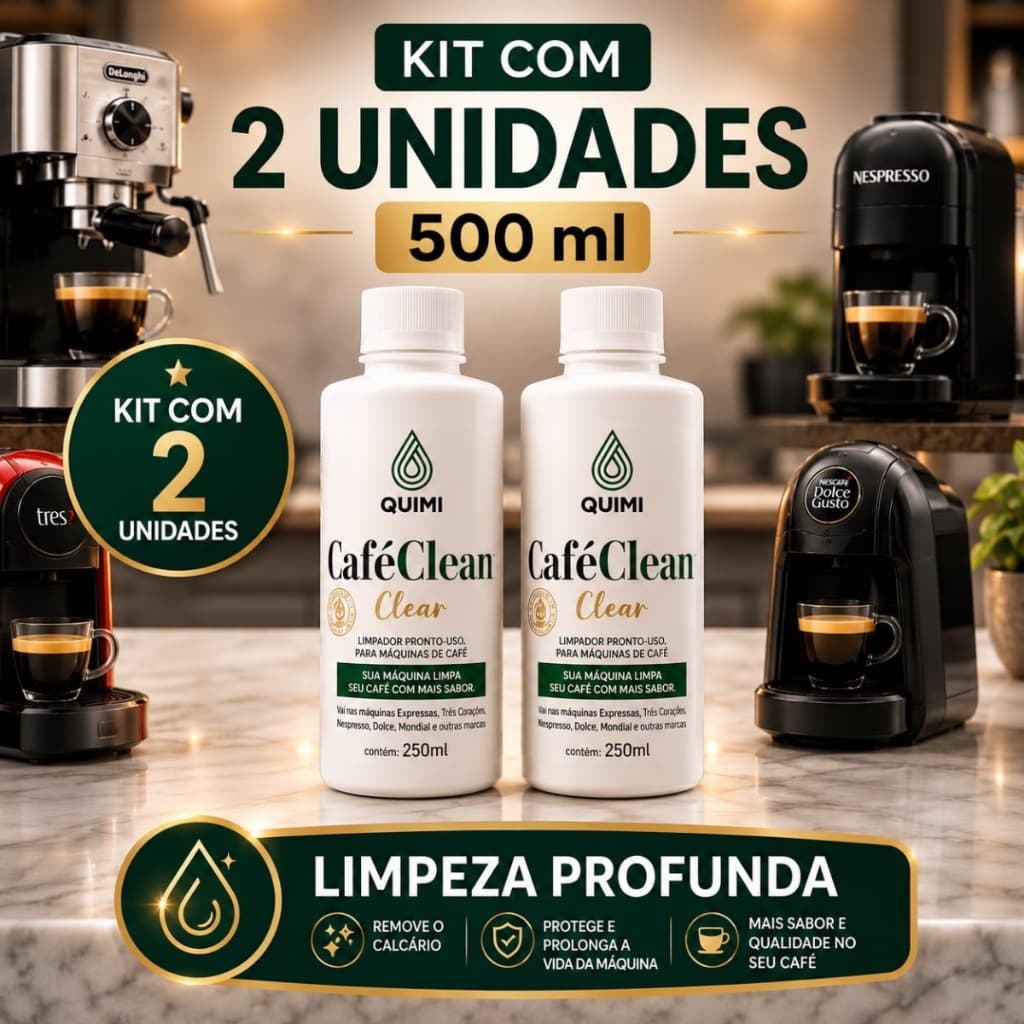 Kit com 2 Descalcificante Limpeza Cafeteira Expresso Nespresso Dolce Gusto 3 Corações 500ml