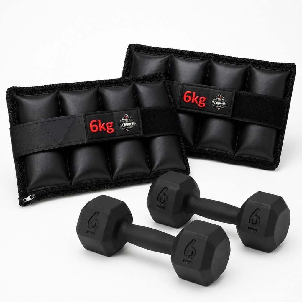 Kit Caneleiras Reguláveis e Halteres Sextavados de 6kg Para Musculação e Treino Funcional Henvifer