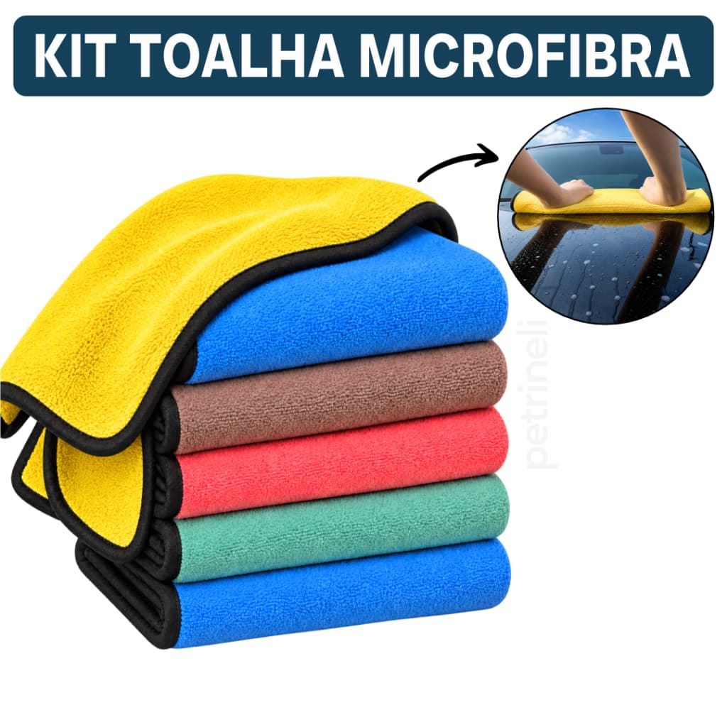 Kit 4 2 Toalha Pano De Microfibra Lavagem Polimento De Carro Uso Geral Limpeza 30x40cm Flanela