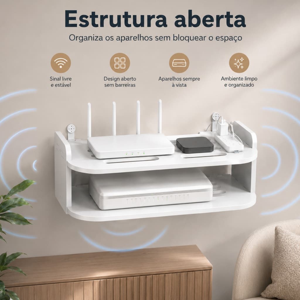 Suporte Parede Invisível Prateleira para Roteador Modem TV e Video Game