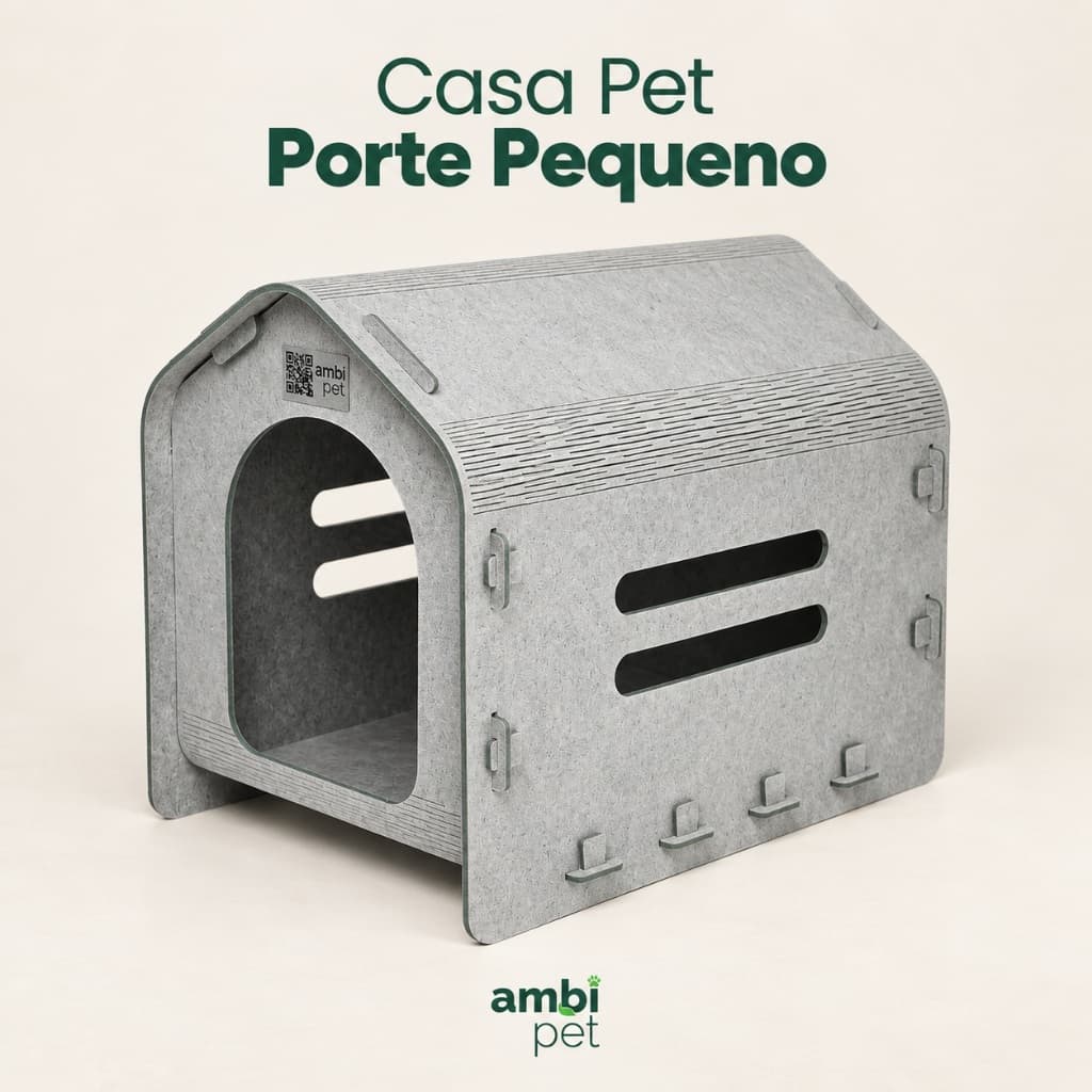 Casa Pet Cachorro Pequeno Ambipet Sustentável Casinha Cão Porte P Ambiplast Reciclado Resistente Lavável 57cm