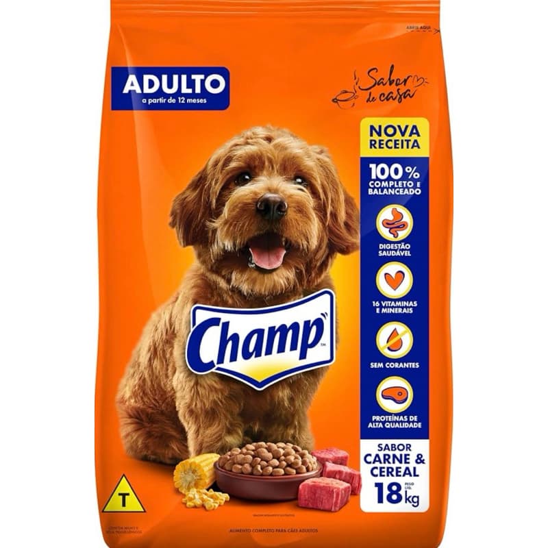 Ração Champ para cachorros adultos carne e cereais 18kg