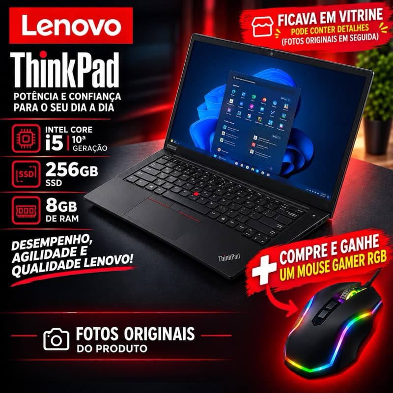 Notebook Lenovo E14 Intel Core i5 10ª Geração 8GB RAM 256GB SSD