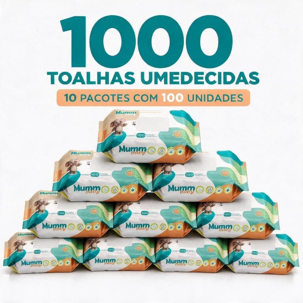 Caixa com 10 Lenços/Toalhas Umedecidas Mumm Baby c/ 100 Unidades Cada- Sem Tampa FlipTop