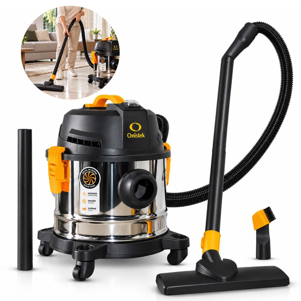 Aspirador de Pó e Água 3 em 1 Multifuncional - Soprador, Aspirador, Extrator de Água 15L 1600W